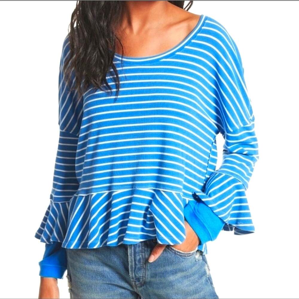 We the free peplum striped long sleeve top